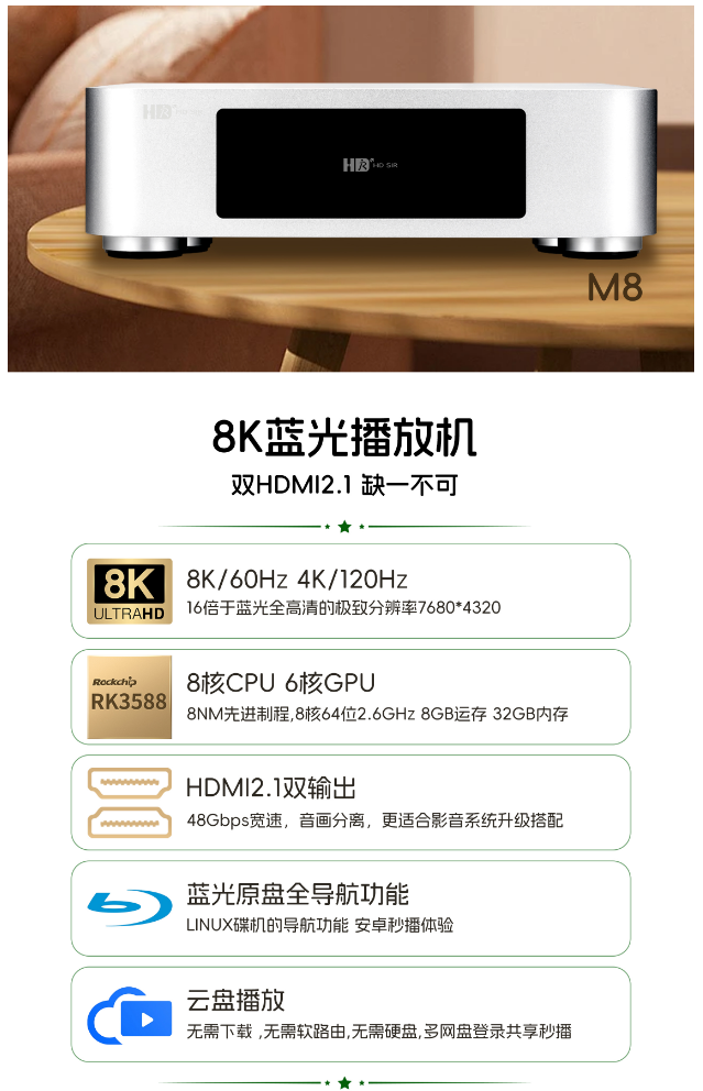 动态 | “引领更高阶8K新视界”高清先生8K蓝光播放机M8全新上市-影音新生活