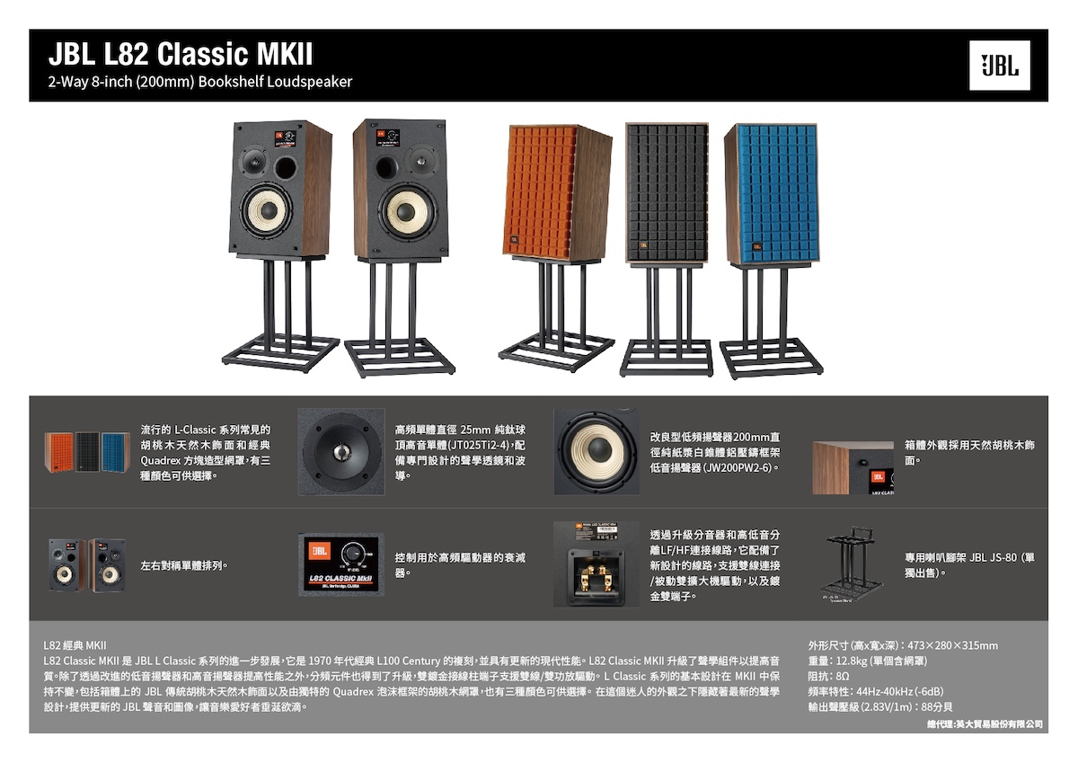 新品 | “当钛高音遇上纸盆低音”JBL L82 Classic MK2 书架音箱-影音新生活